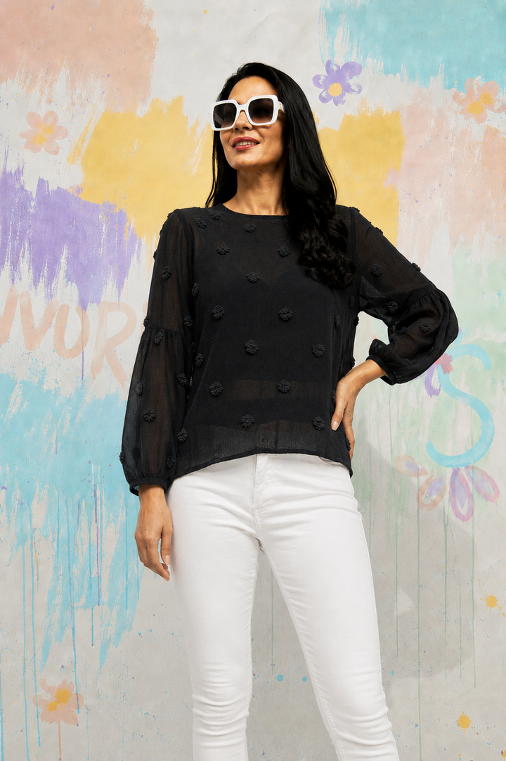 Pom-Pom Top - Black
