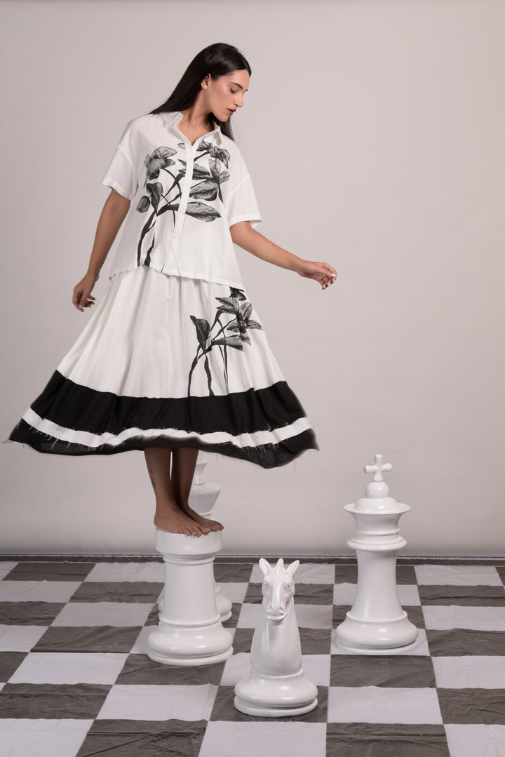 Bonita Monochrome Skirt Set-White and Black