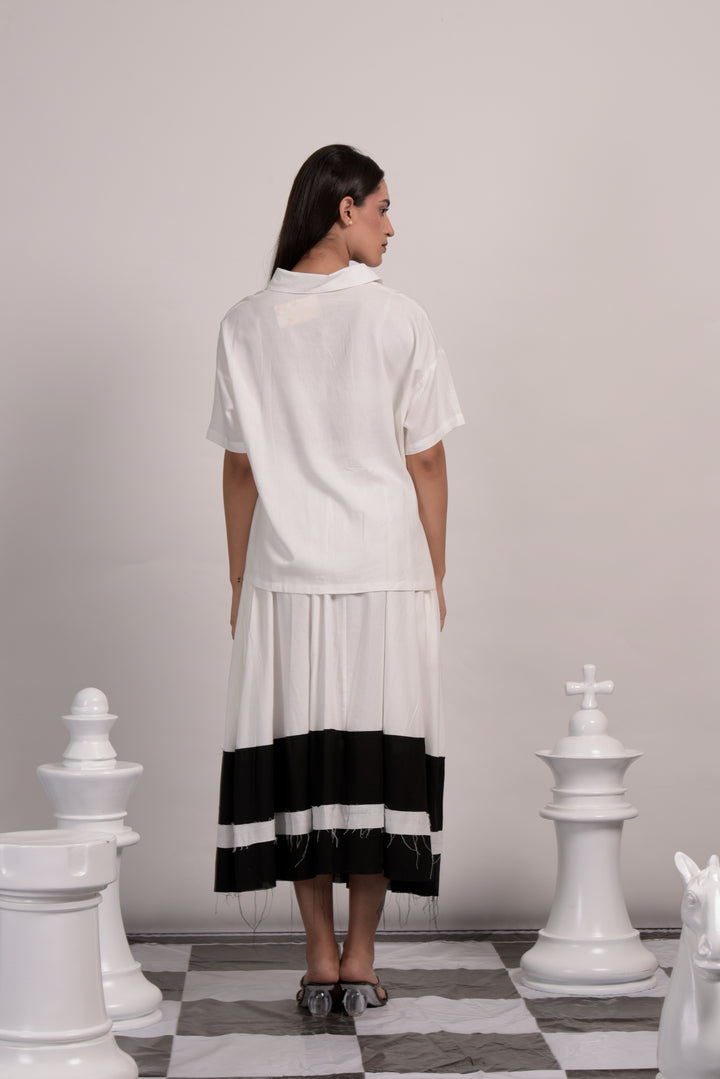 Bonita Monochrome Skirt Set-White and Black