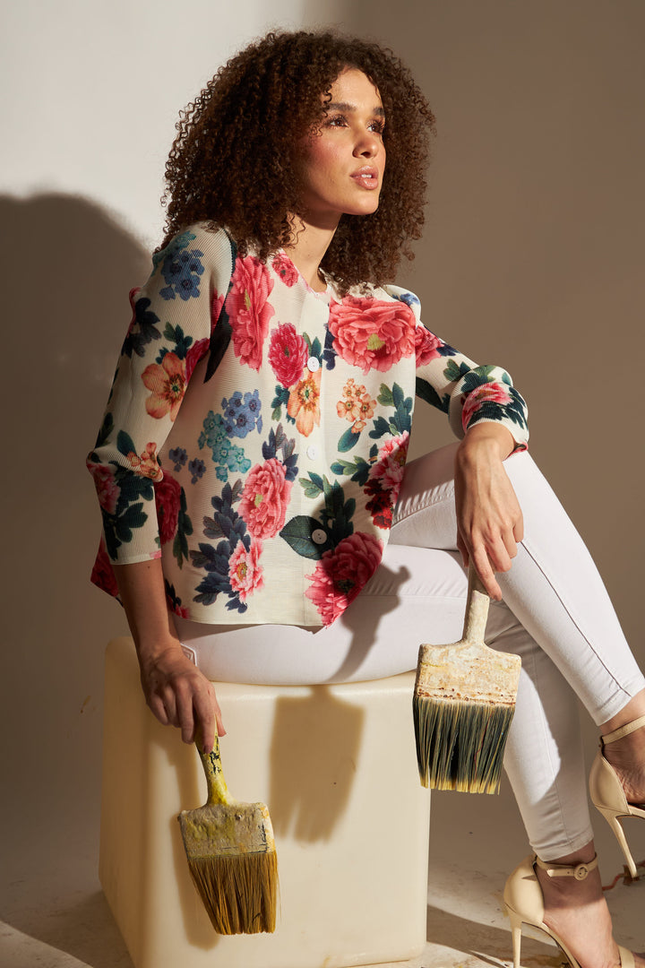 Fable Floral Top - White