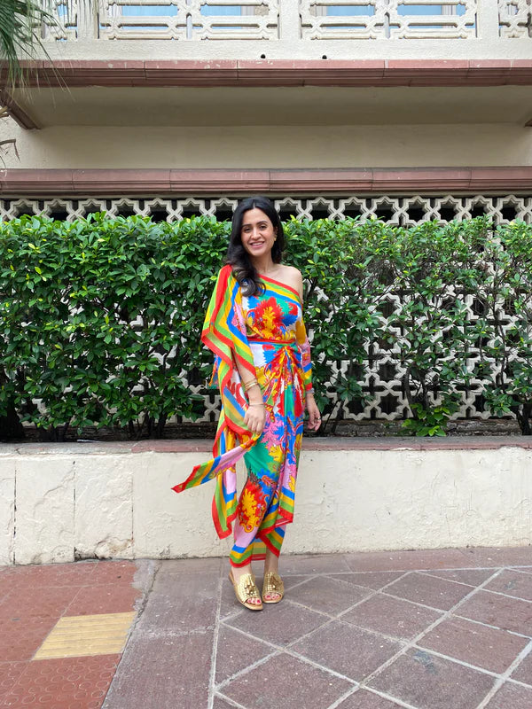 Off Shoulder Dhoti Set