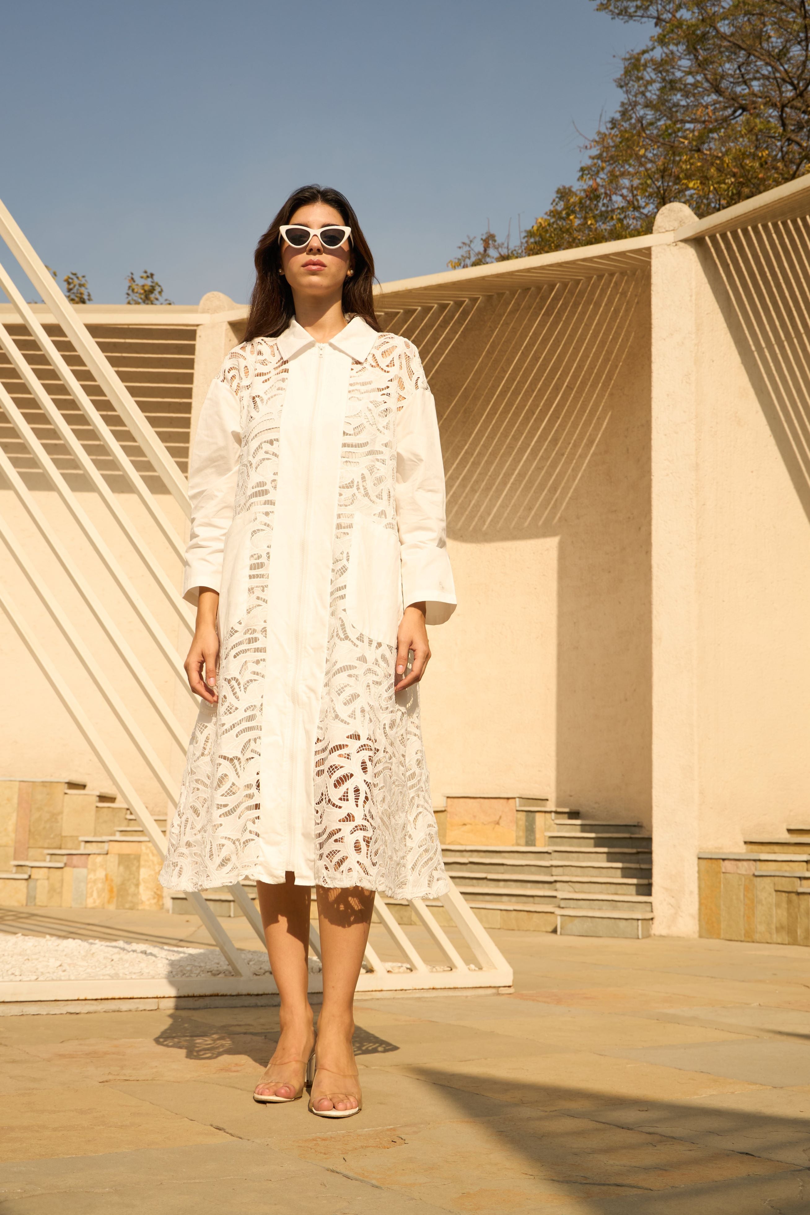 Cameron Cutwork Lace Dress - Ivory