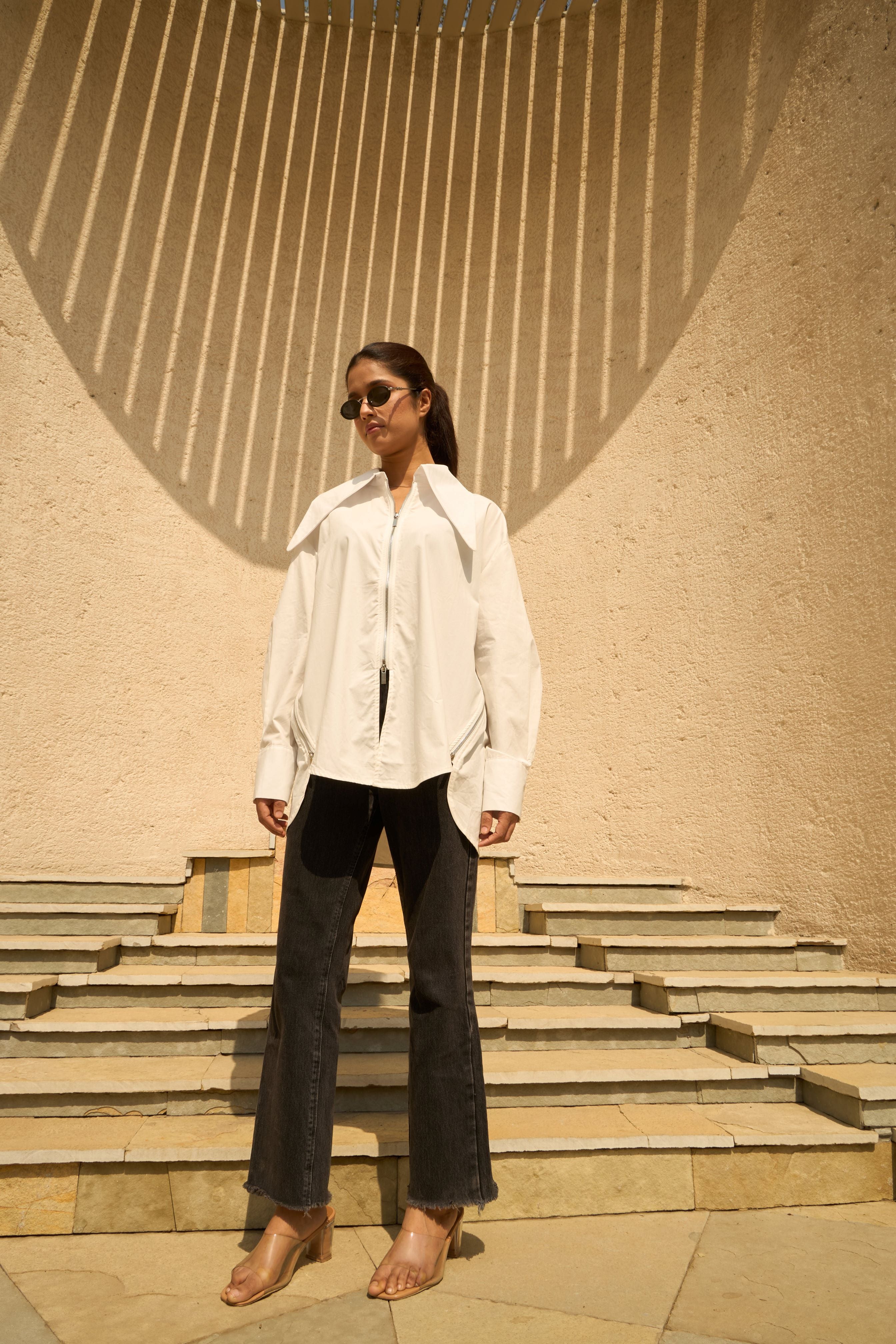 Phoenix Wide Collared Shirt -White