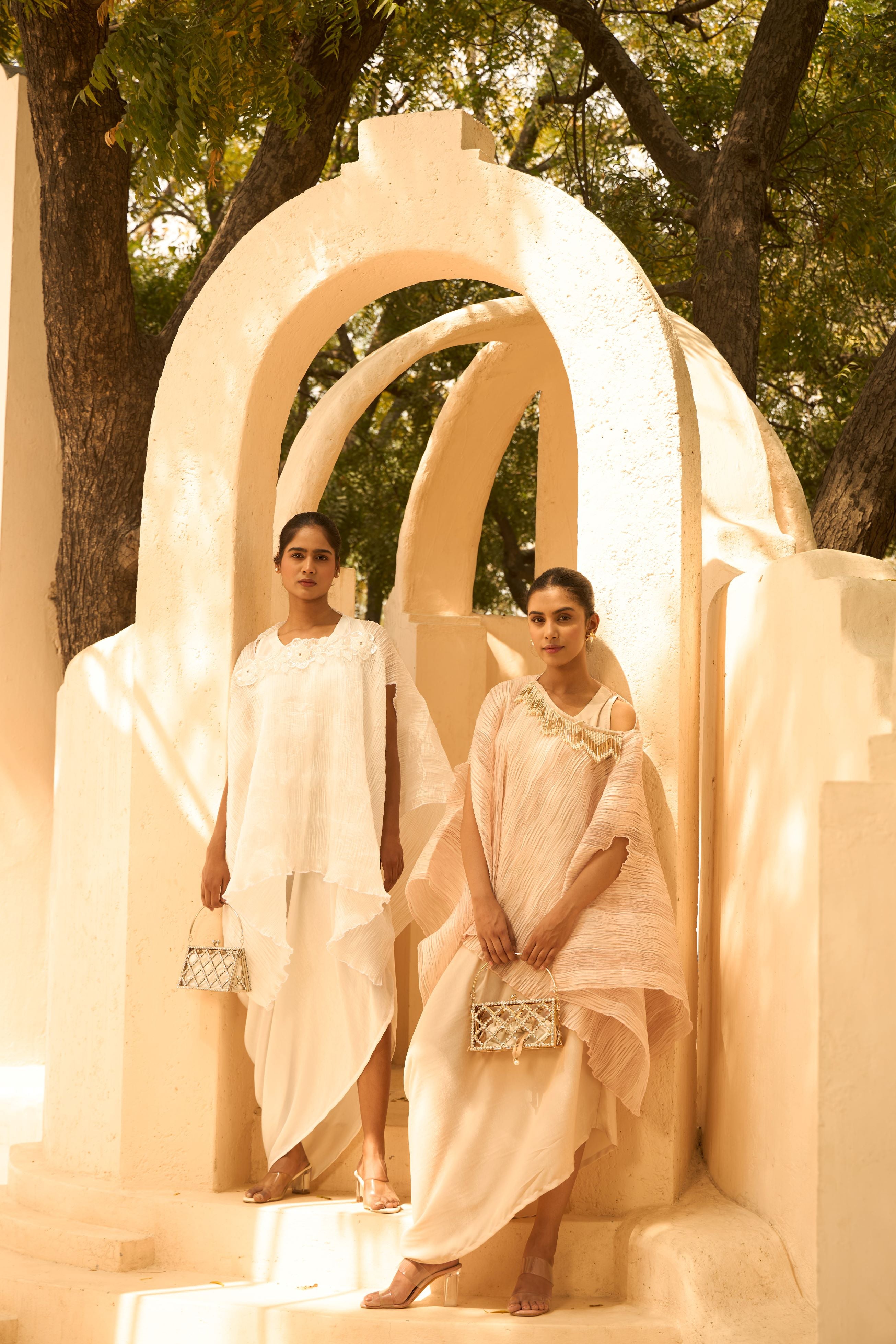 Pristine Ivory Slip Easy Cape With Dress - Ivory