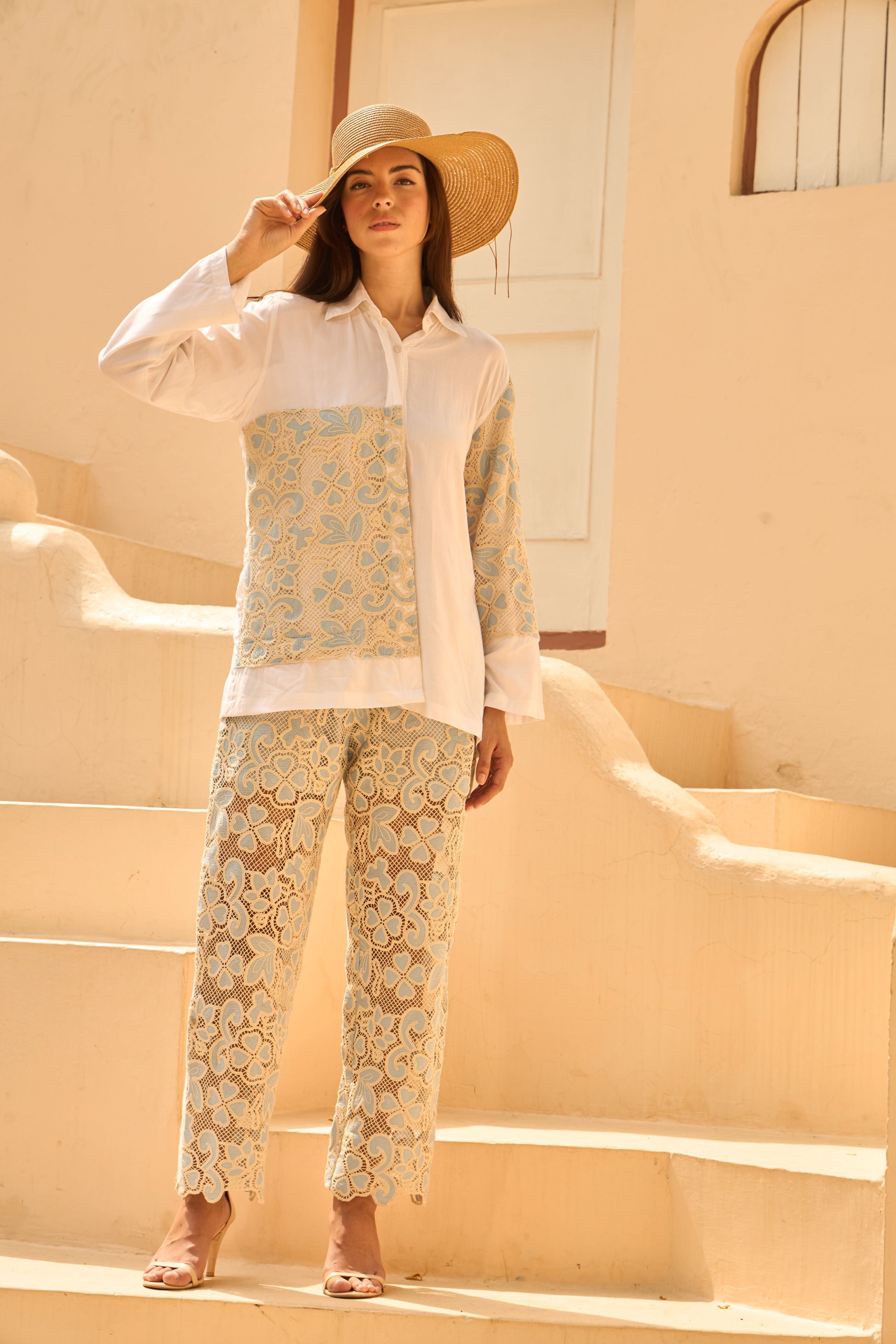 MYRA MESH MAGNOLIA CO-ORD SET - BLUE