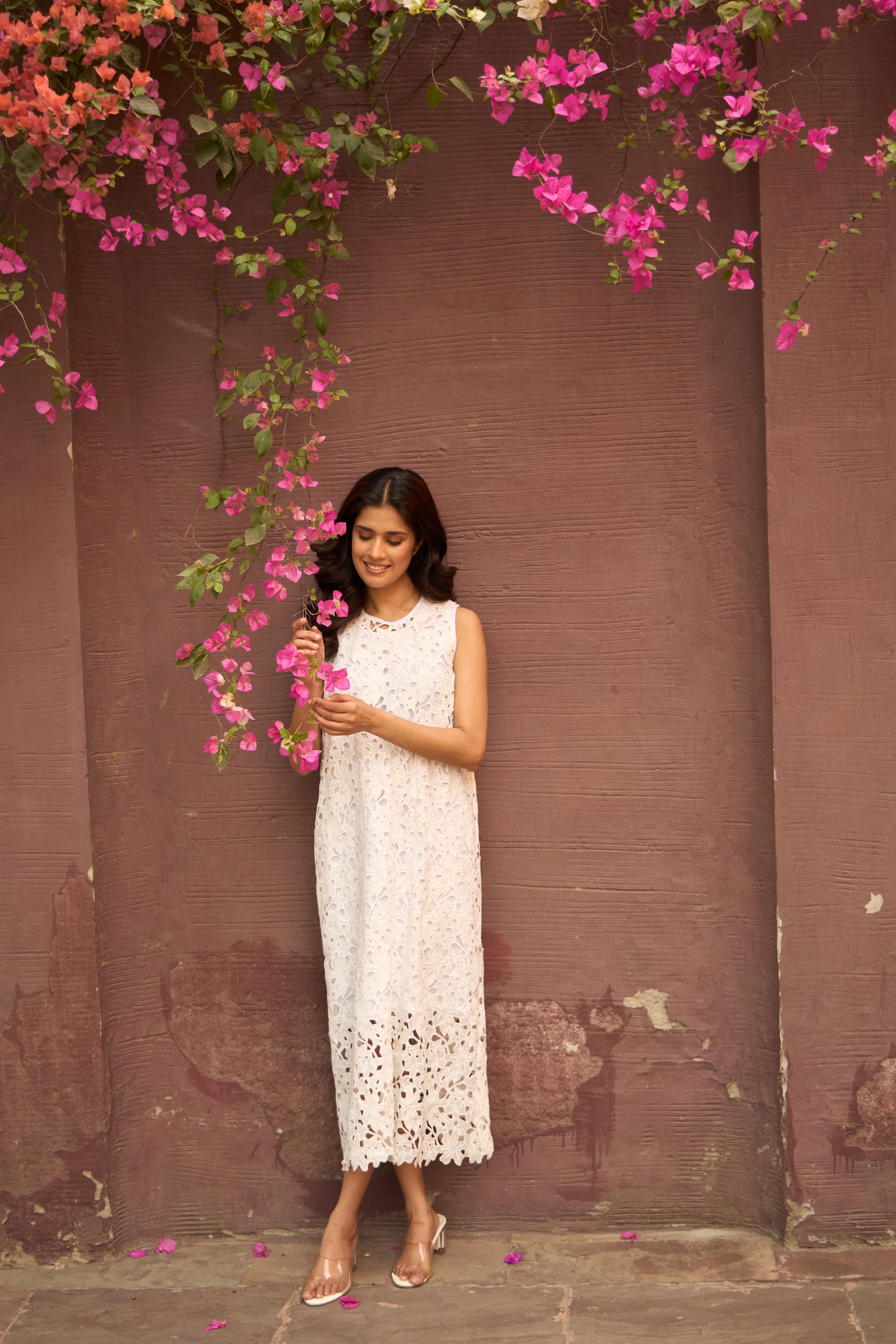 Myra Mesh Daylily Lace Maxi Dress - Ivory