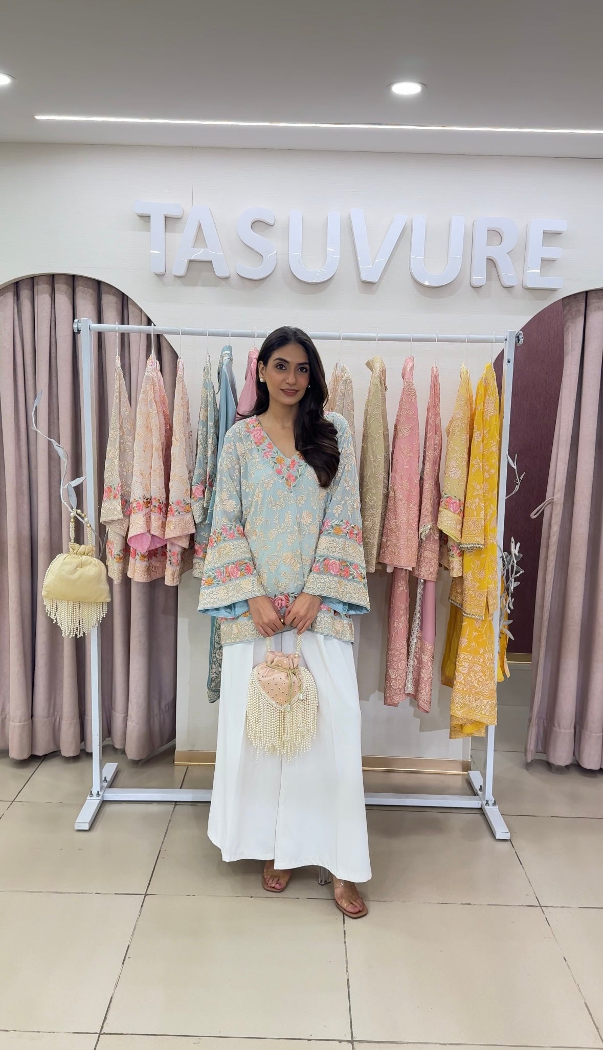 Reyna Gara Rose Dust Top - Sky Blue