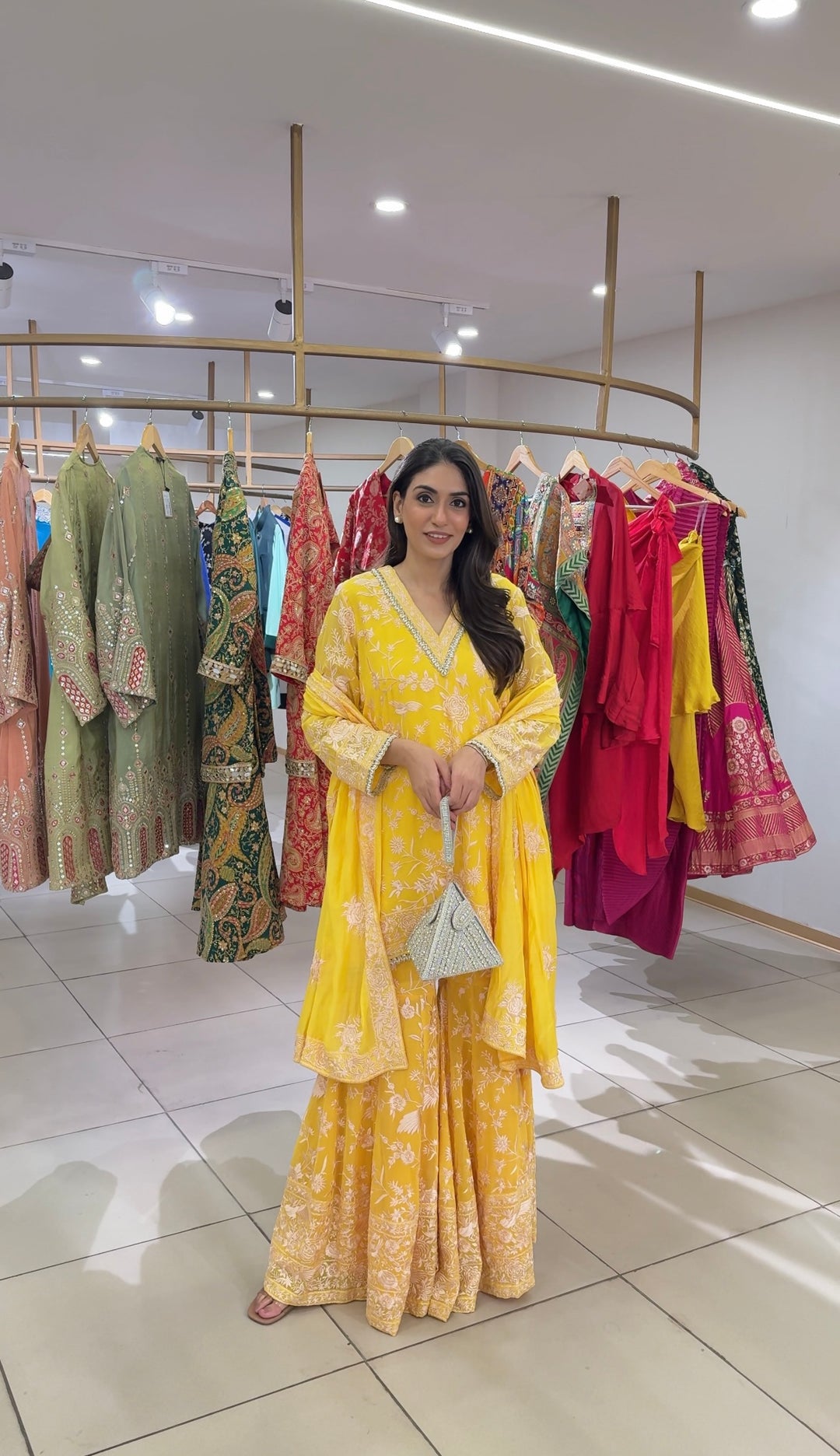 Reyna Gara Sharara Set - Yellow