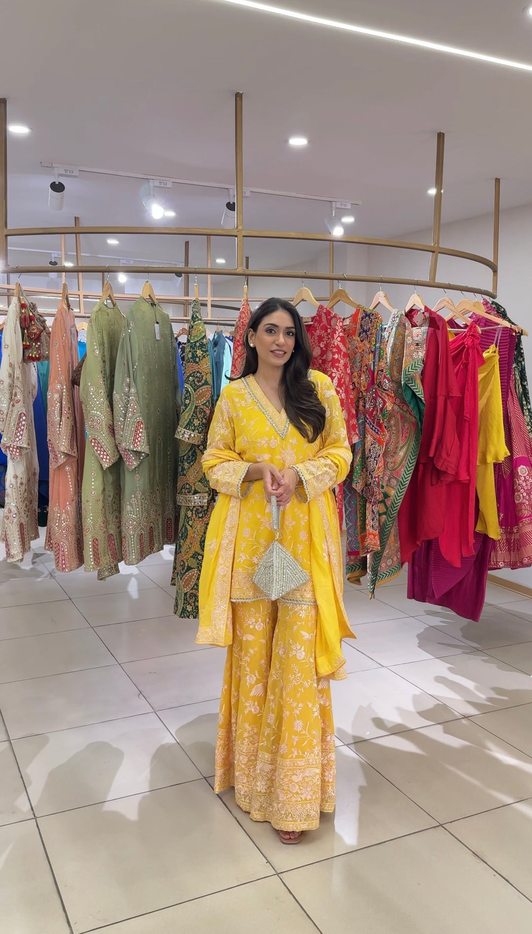 Reyna Gara Sharara Set - Yellow