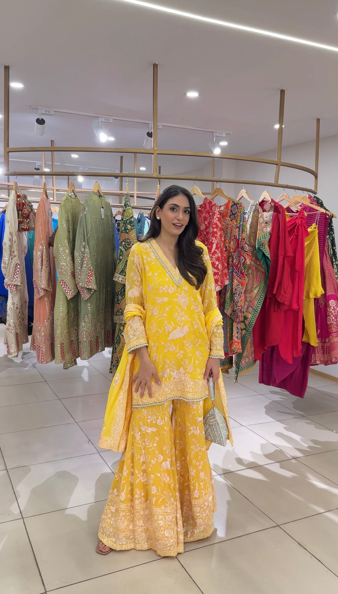 Reyna Gara Sharara Set - Yellow