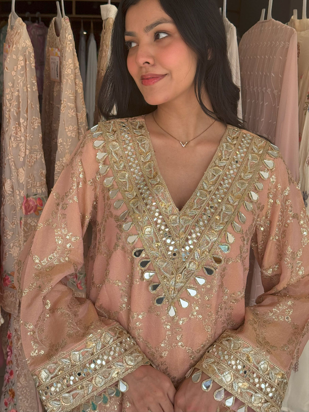 Embroidered Kaftan - Pink
