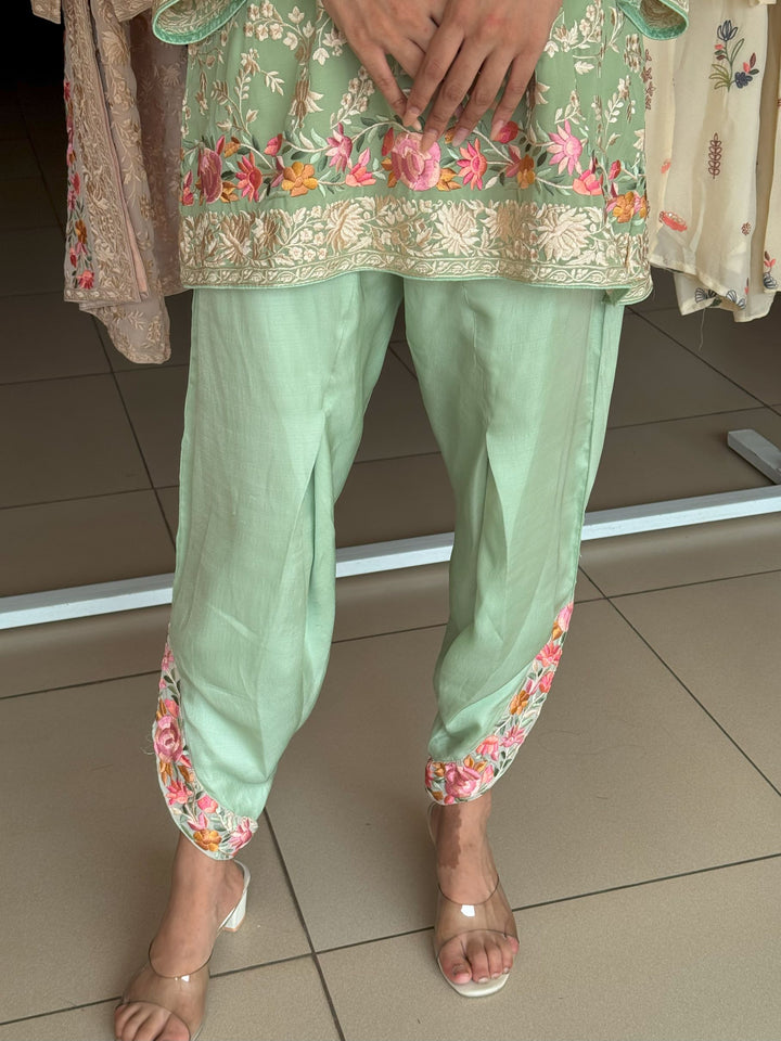 Reyna Gara Rose Dust Kurta with Tulip Pant - Sage Green