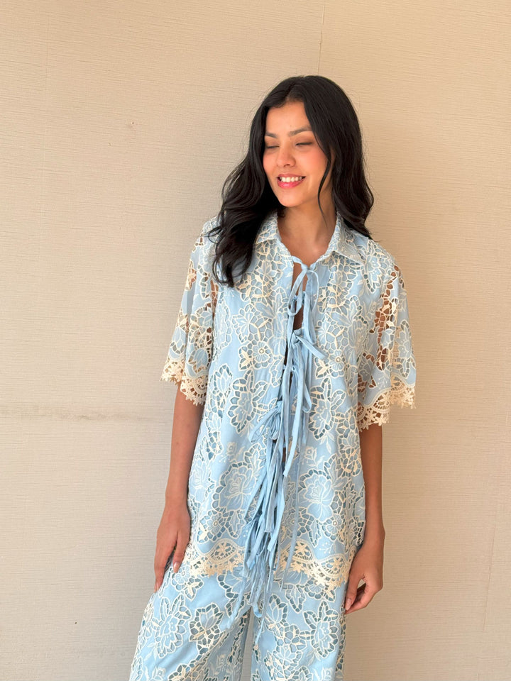 Riveria Lace Distressed Set - Powder Blue