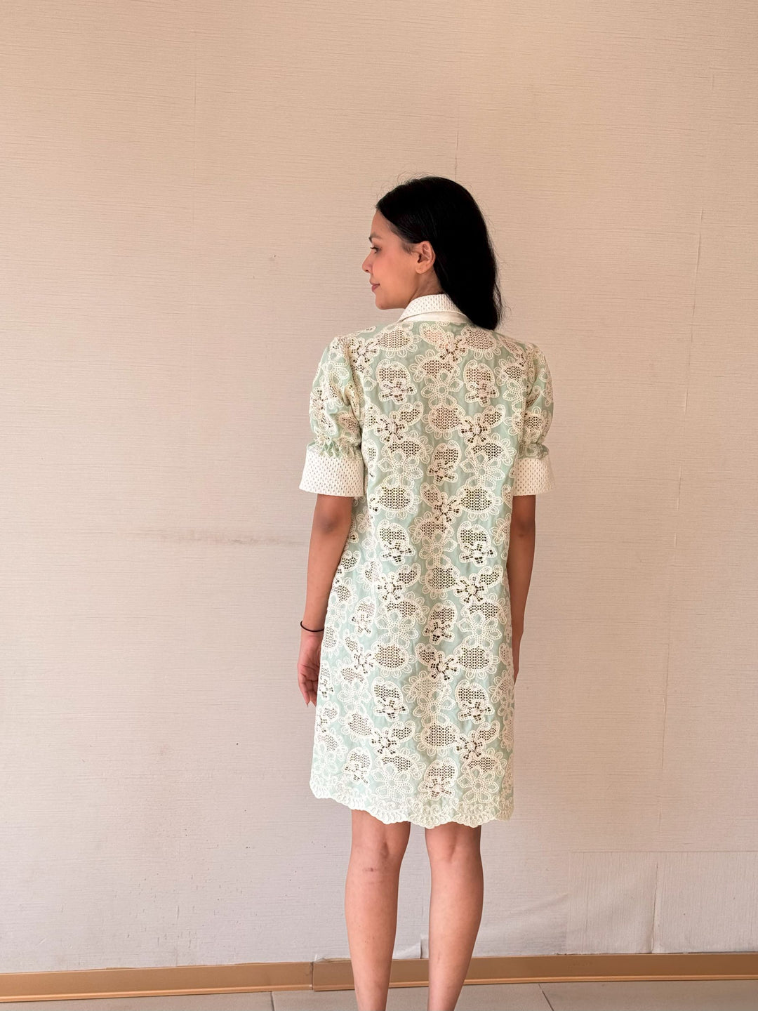 Celia Crotchet Dress - Sage Green