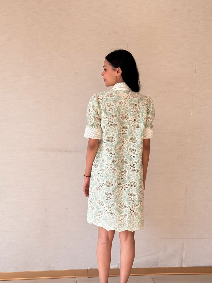 Celia Crotchet Dress - Sage Green