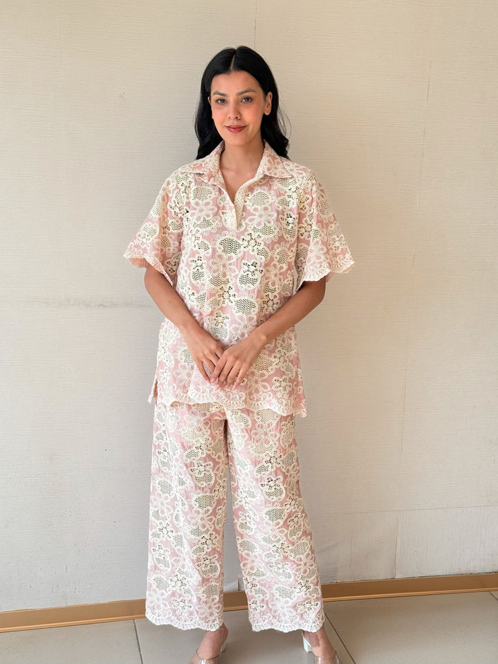 Celia Crotchet Coord Set - Pink