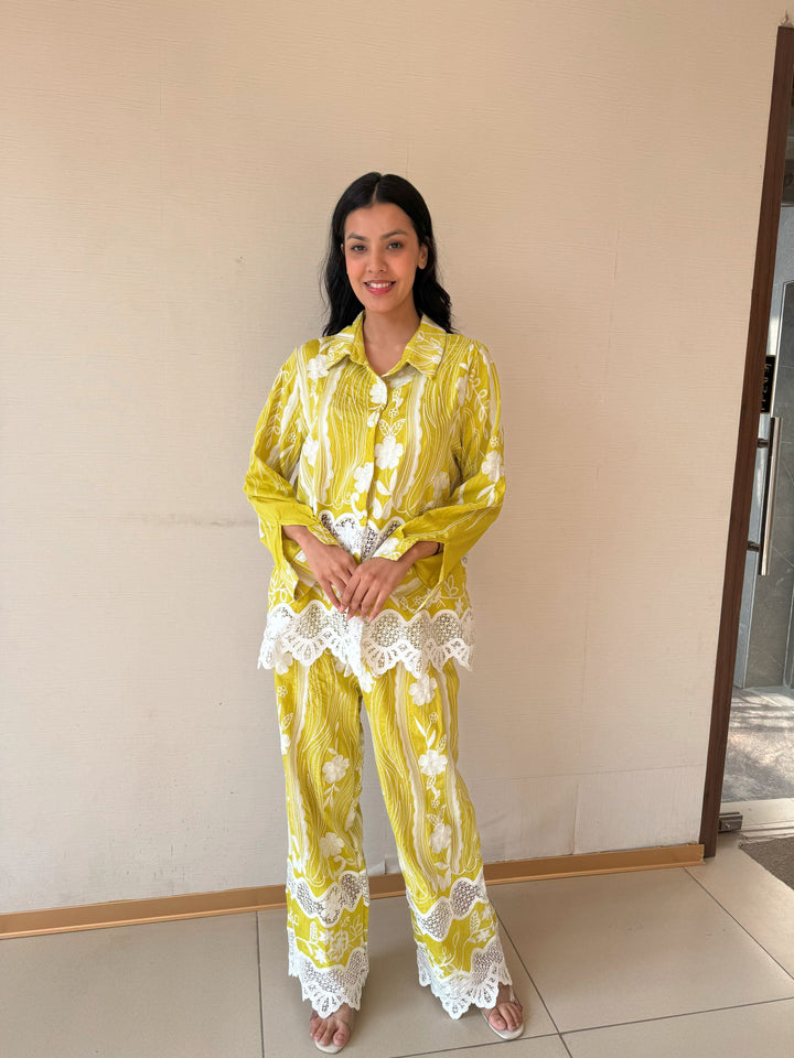 Fayola Lace Distressed Set - Limoncello