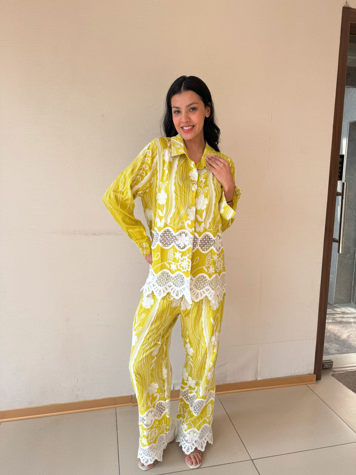 Fayola Lace Distressed Set - Limoncello