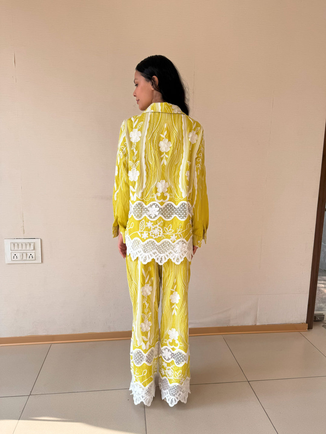 Fayola Lace Distressed Set - Limoncello