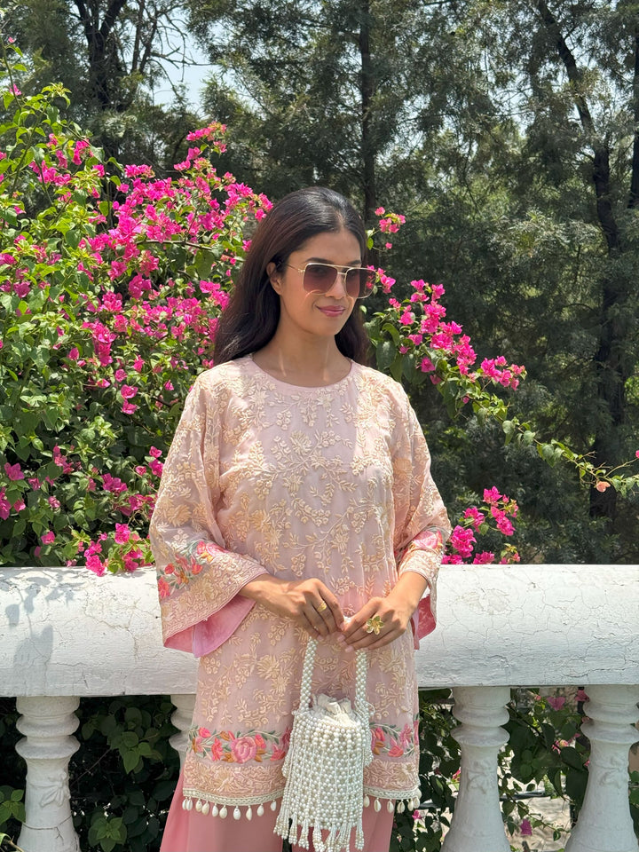 Reyna Gara Rose Dust Kurta with Pant - Pink