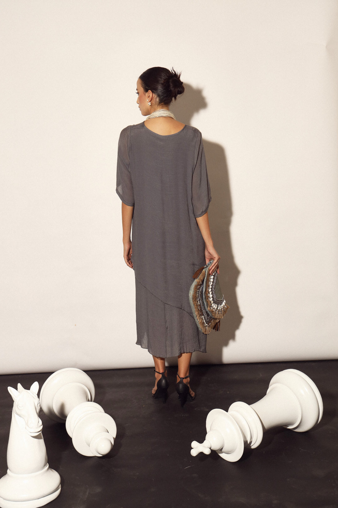 Lillie Linen Two Layered Dress - Grey