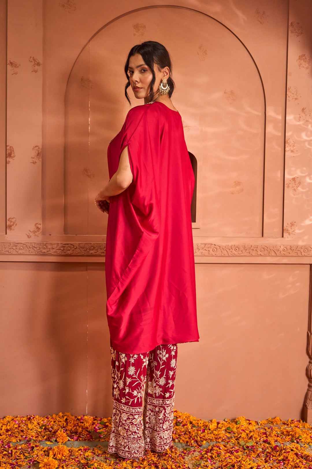 Reyna Gara Glazed Kaia Kaftan Top -Red