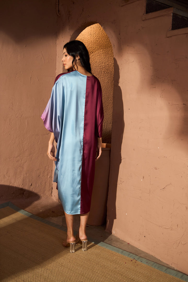 Kathryn Kaftan Dress - Maroon & Blue