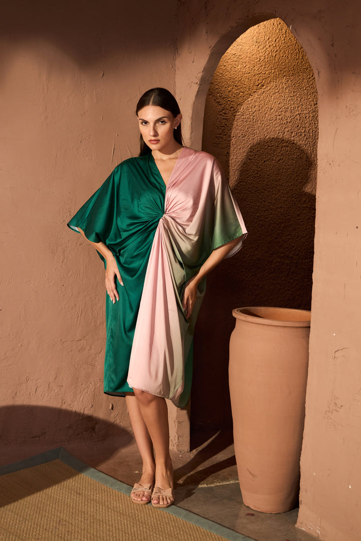 Kathryn Kaftan Dress - Pink & Green