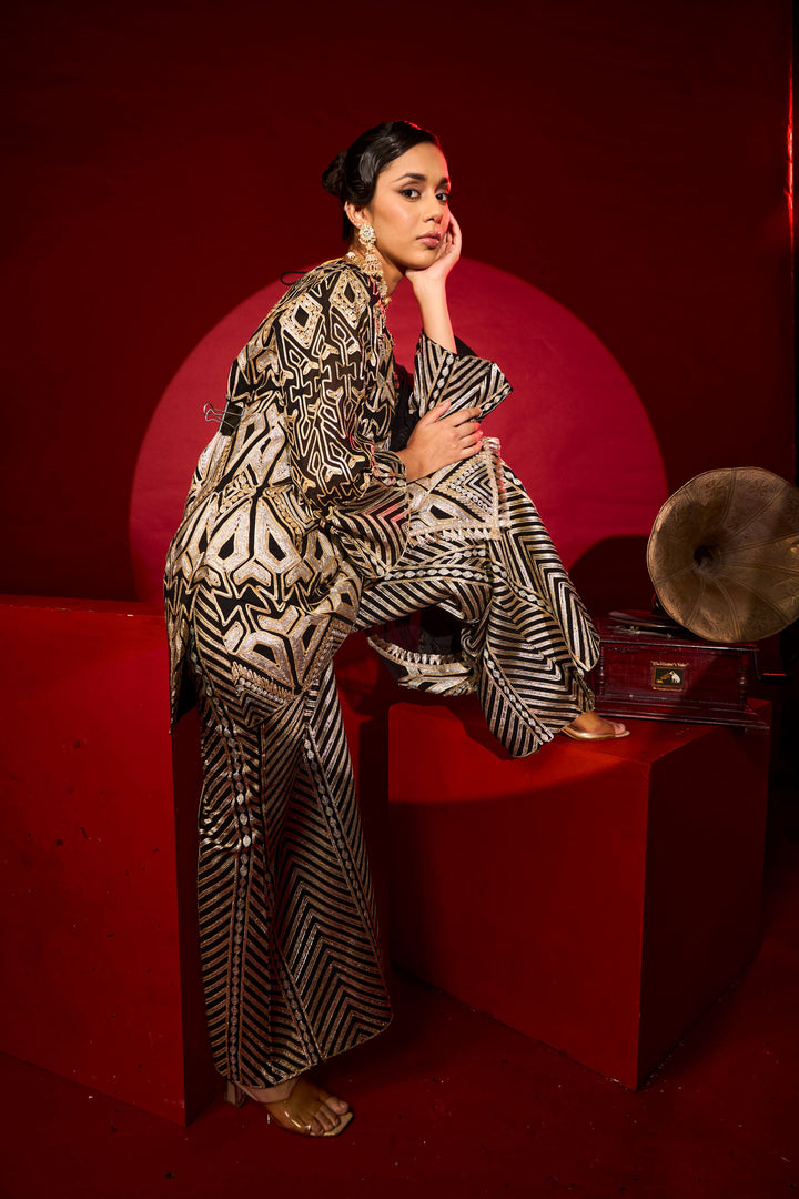 Gulnaaz Gota Sharara Set - Black