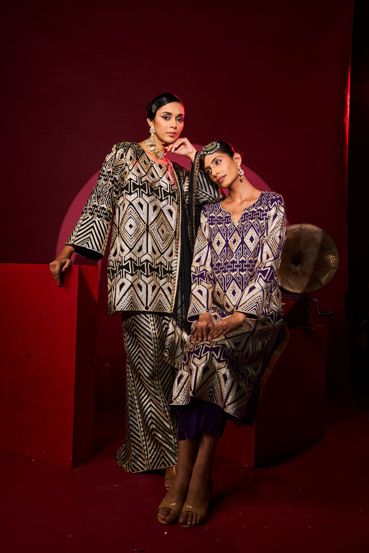 Gulnaaz Gota Kurta Set - Purple