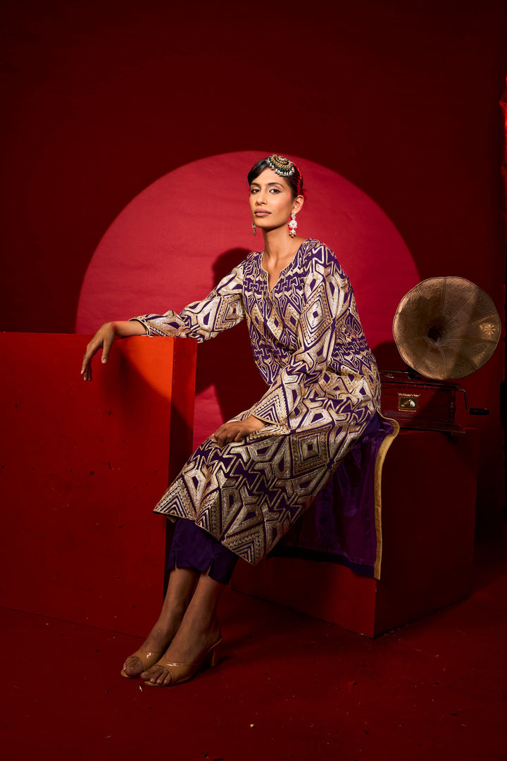 Gulnaaz Gota Kurta Set - Purple