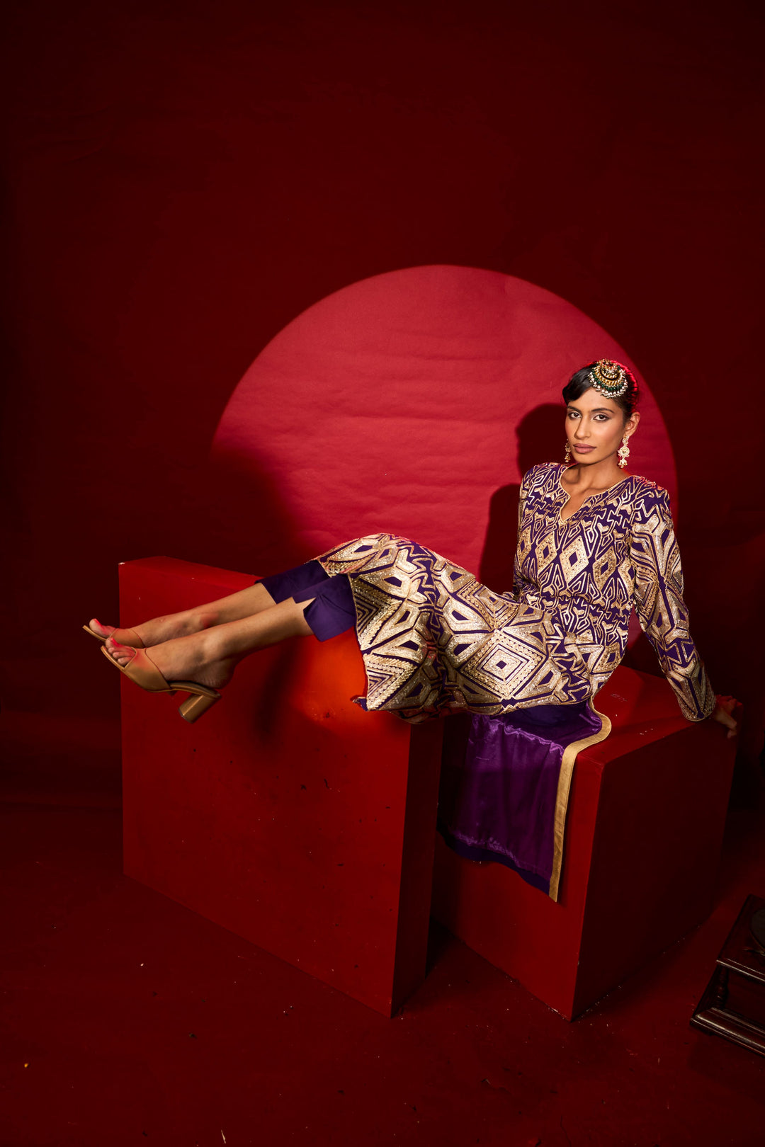 Gulnaaz Gota Kurta Set - Purple