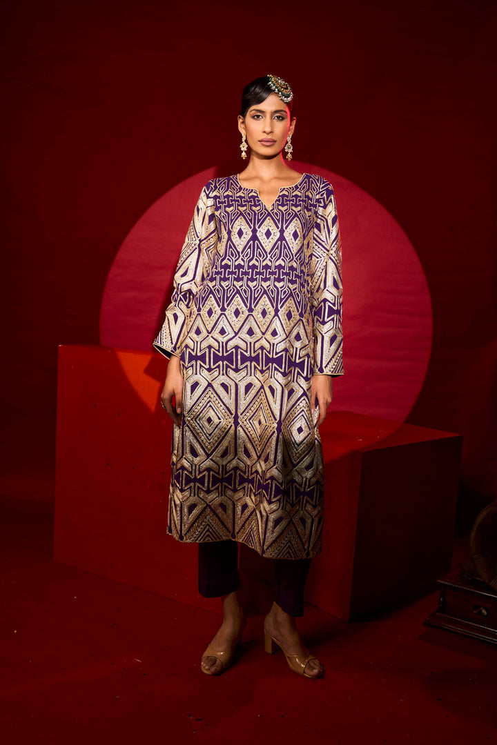 Gulnaaz Gota Kurta Set - Purple