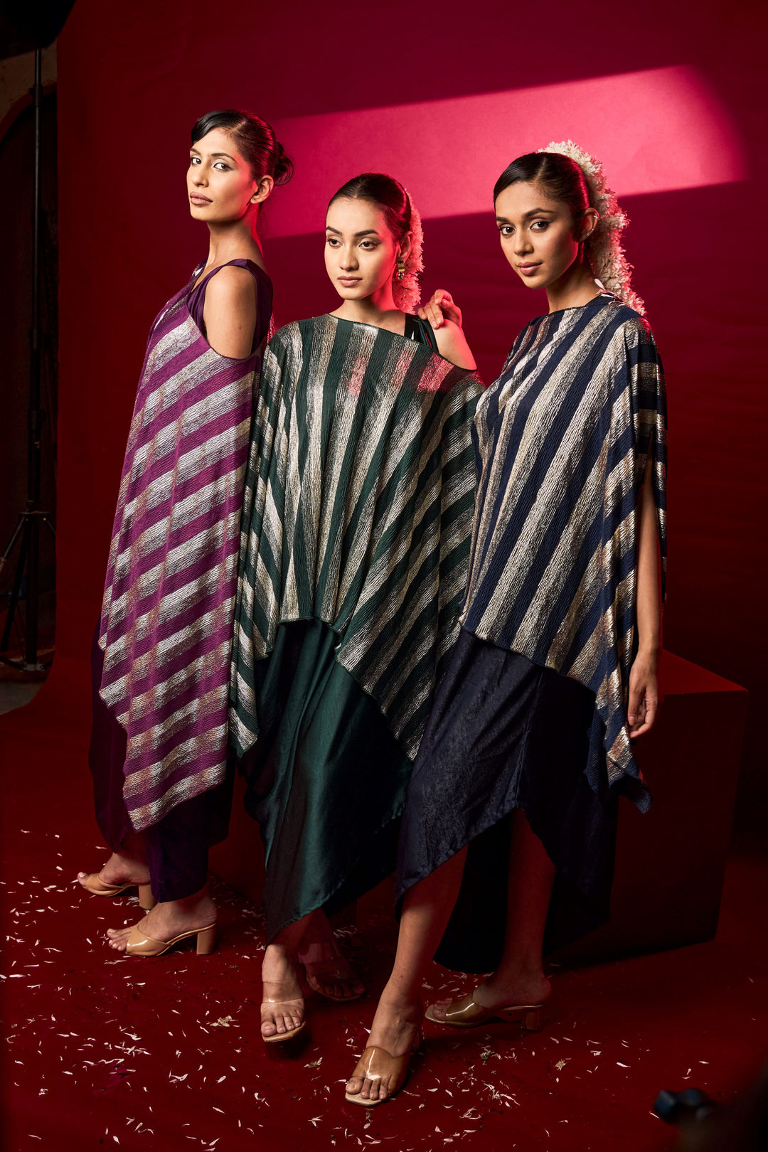 Slip Easy Dress with Cape - Metallic Purple