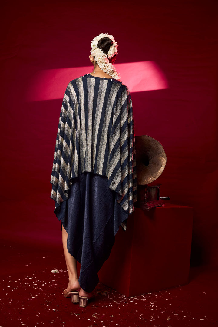 Slip Easy Dress with Cape - Metallic Green