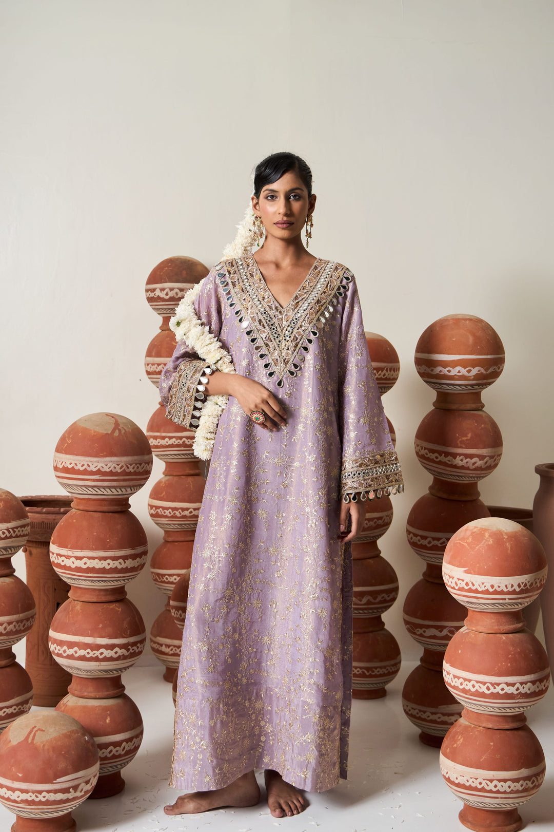 Inaaya Embroidered Kaftan - Lavender