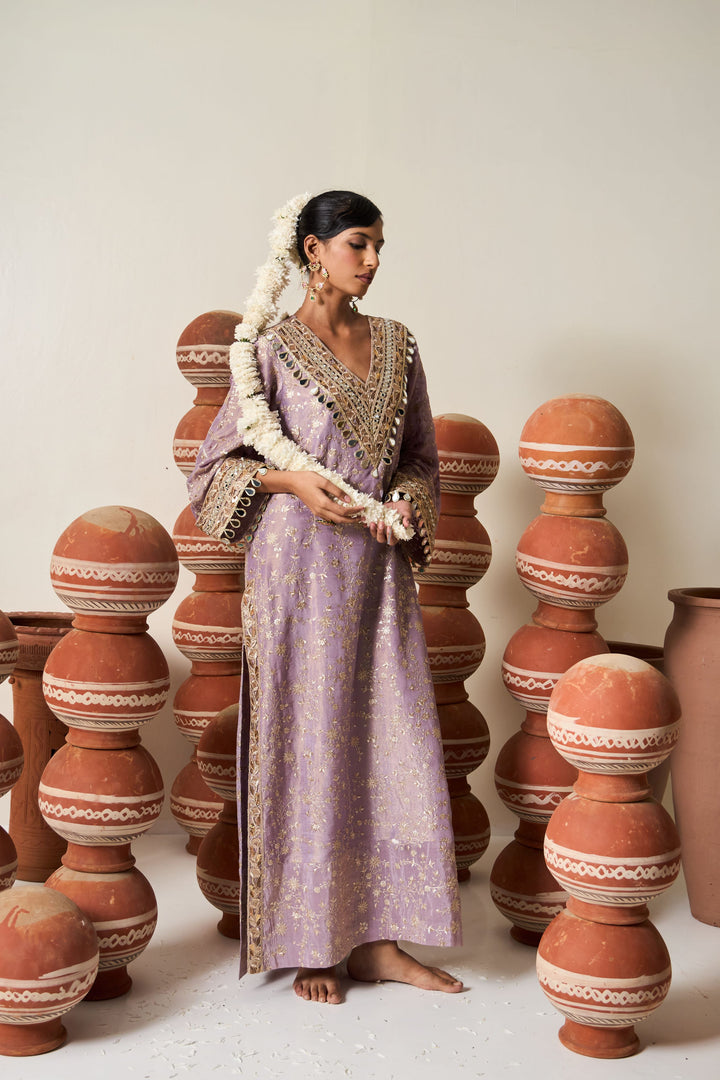 Inaaya Embroidered Kaftan - Lavender