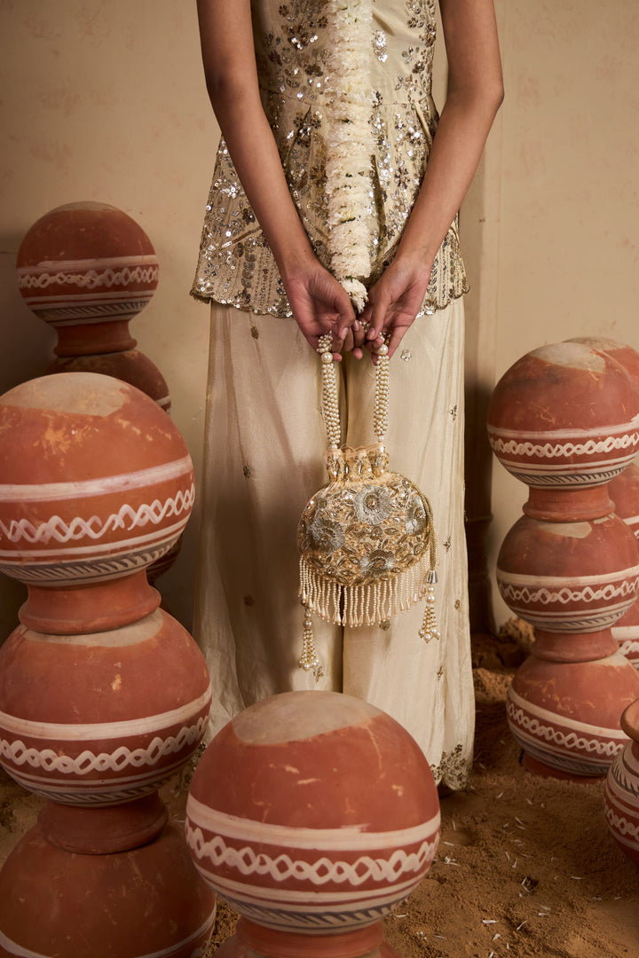 MW Embroidered Off Shoulder Set- Ivory