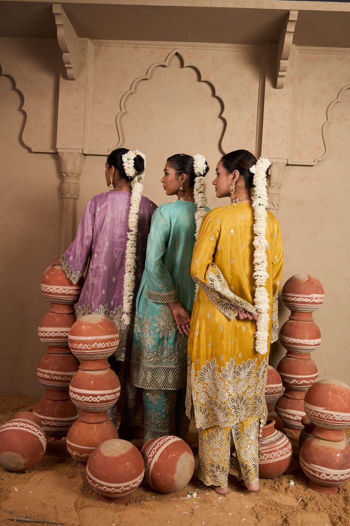 Aaina Ada Farshi Set - Gulabi