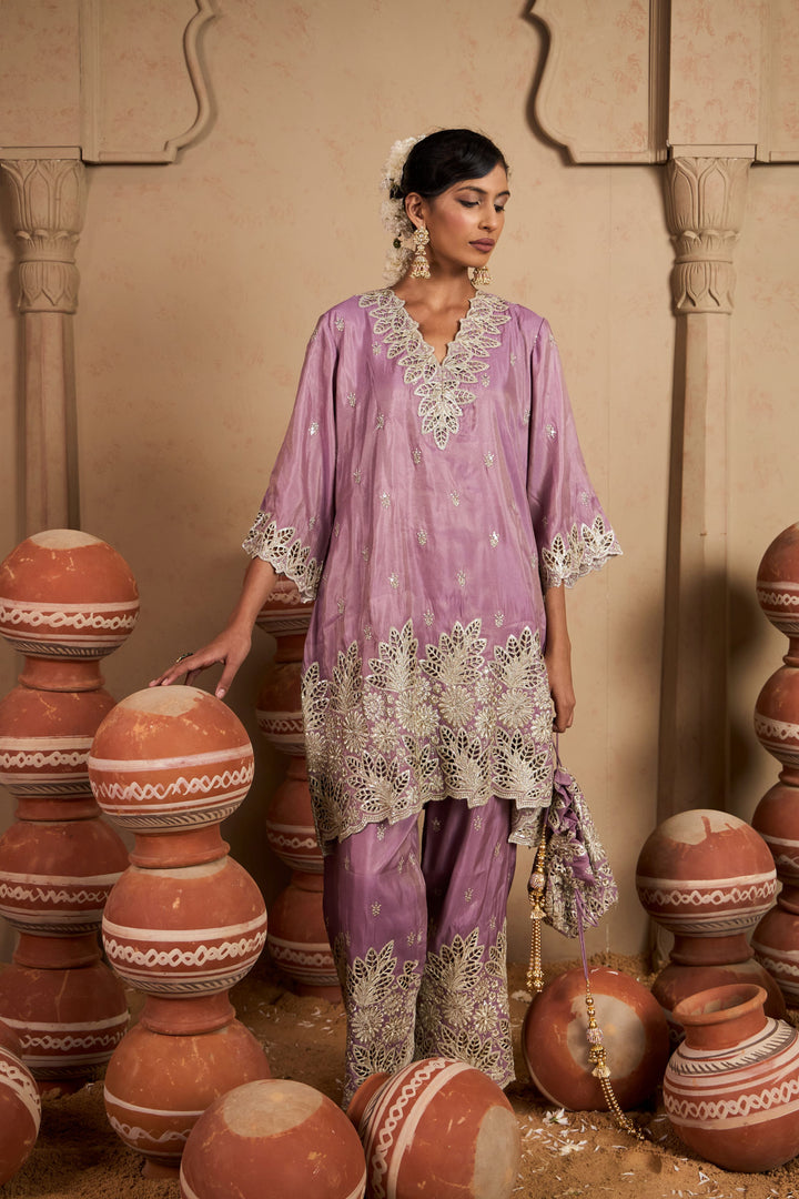 Aaina Ada Farshi Set - Gulabi