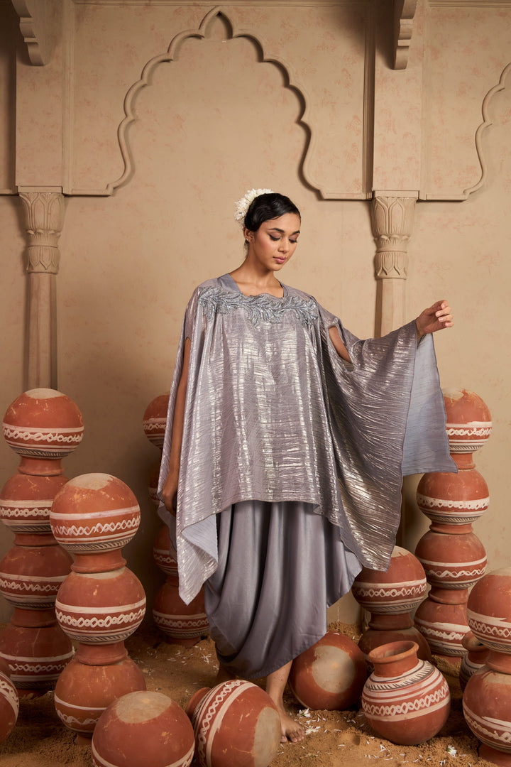 Slip Easy Dress with Metallic Cape - Lavendar