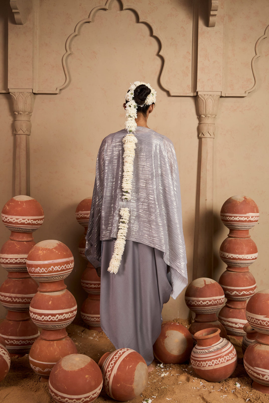 Slip Easy Dress with Metallic Cape - Lavendar