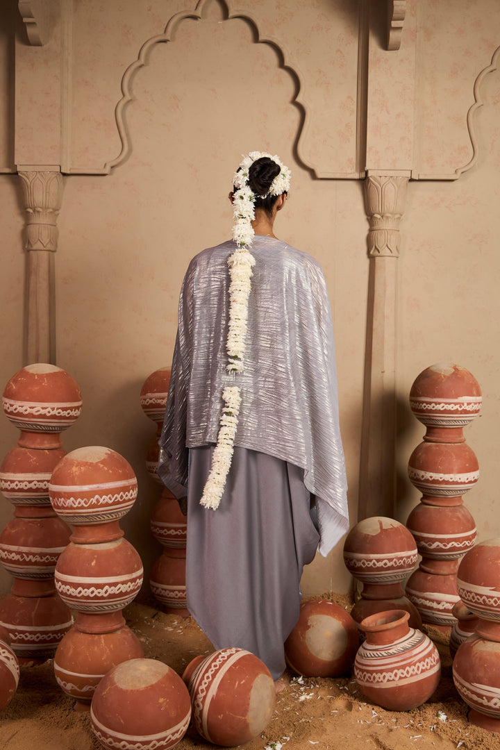 Slip Easy Dress with Metallic Cape - Lavendar