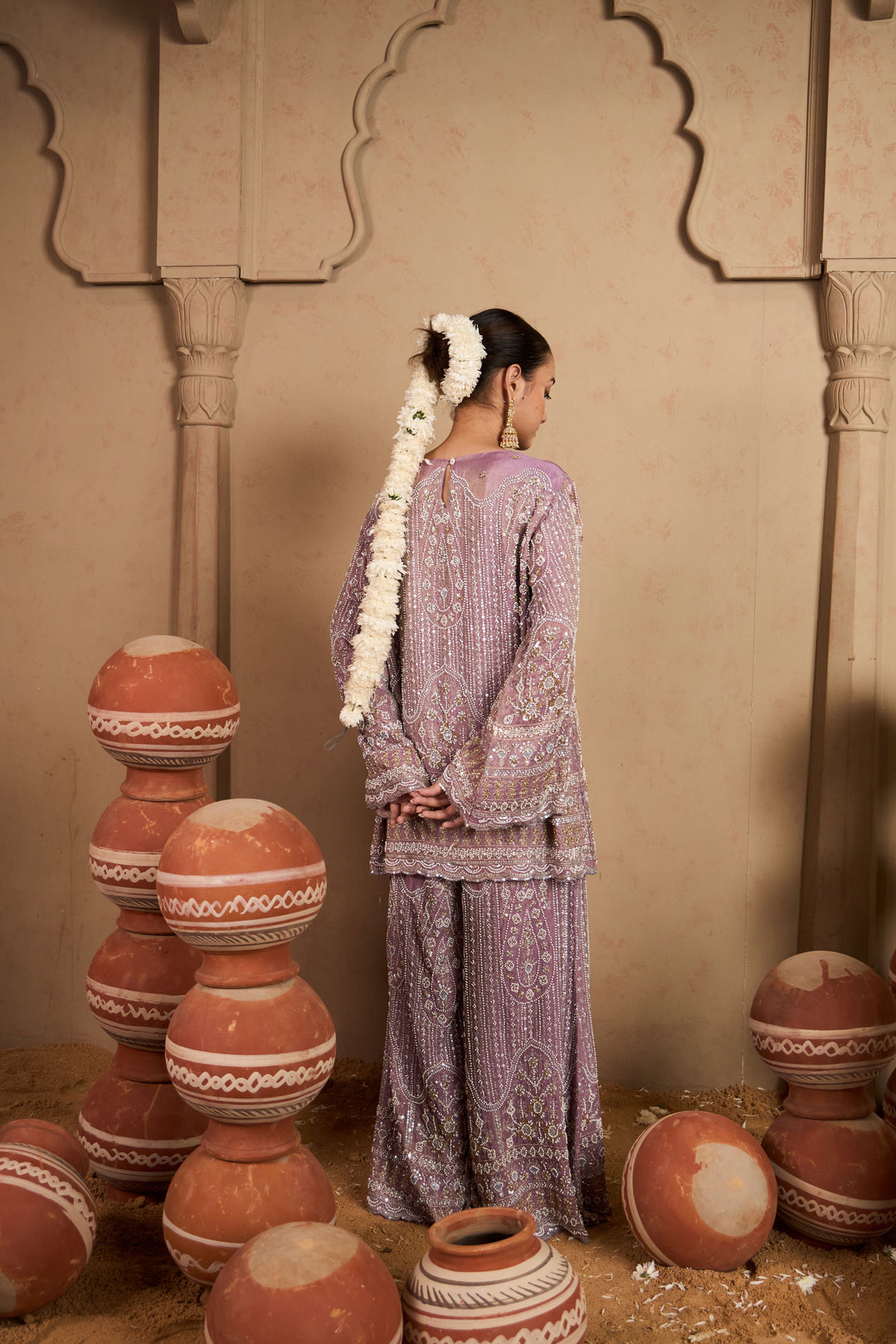 Inaaya Embroidered Sharara Set - Lavender