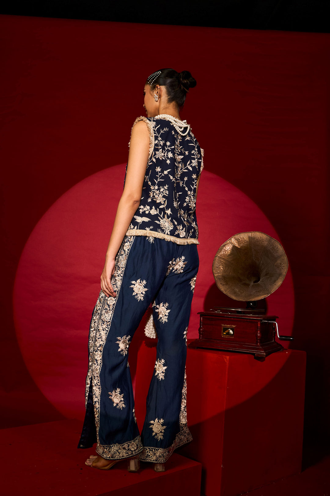 Reyna Gara Tassle Waistcoat Set - Blue