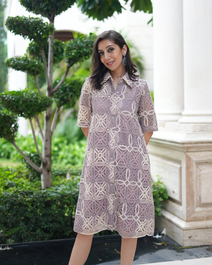 Camelia Crotchet Dress - Purple