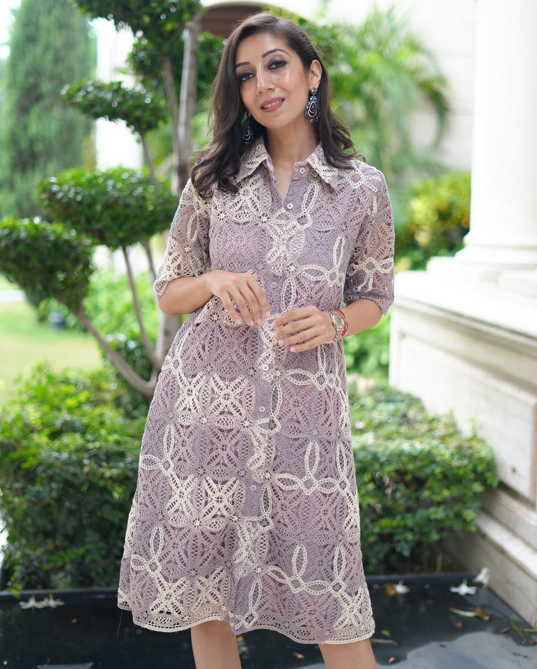 Camelia Crotchet Dress - Purple