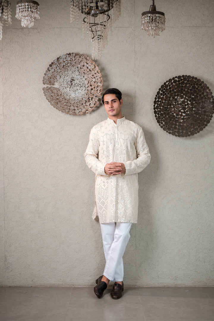 MIRROR EMBROIDERY KURTA WITH PANT