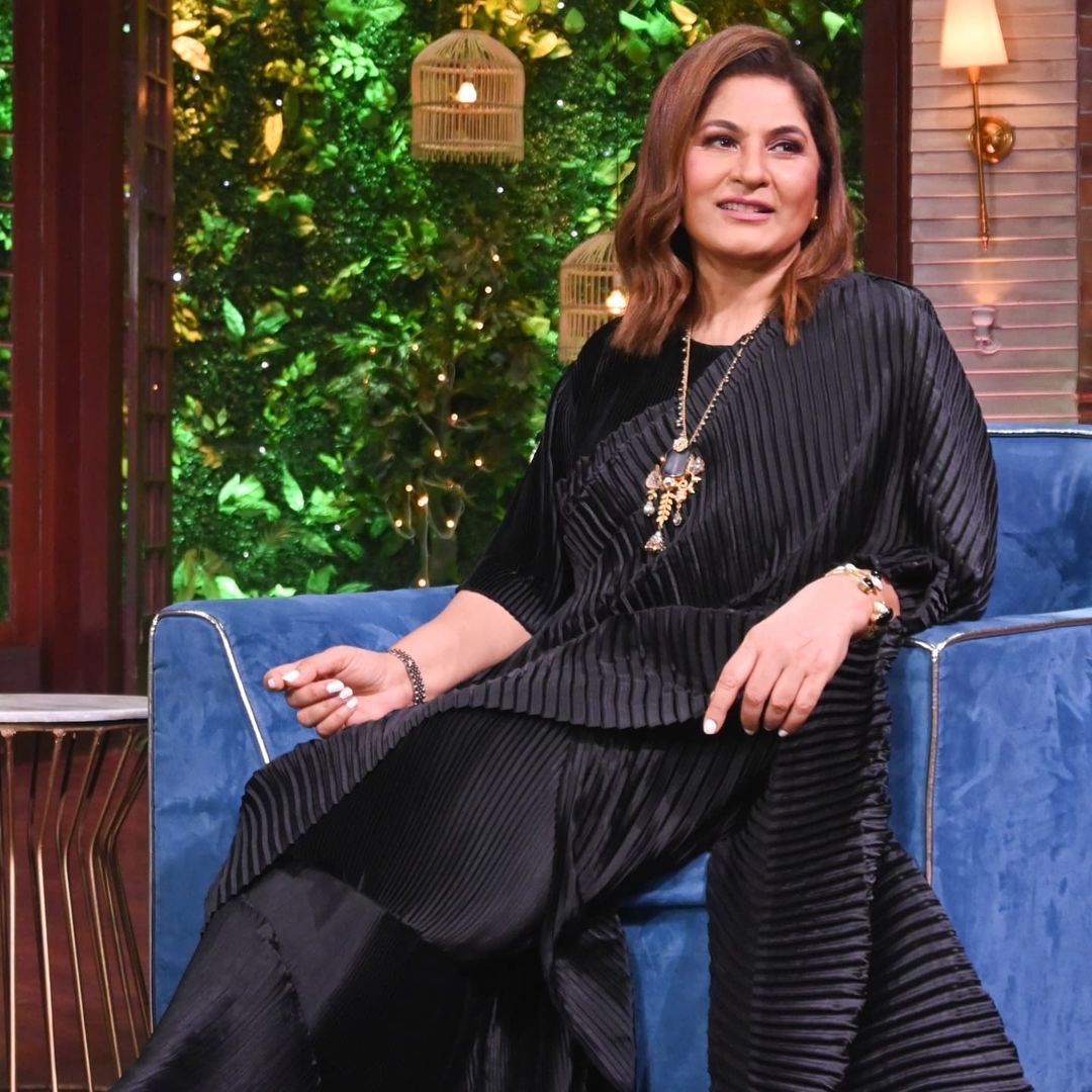 Archana Puran Singh in our Classy Pleated Gown Saree
