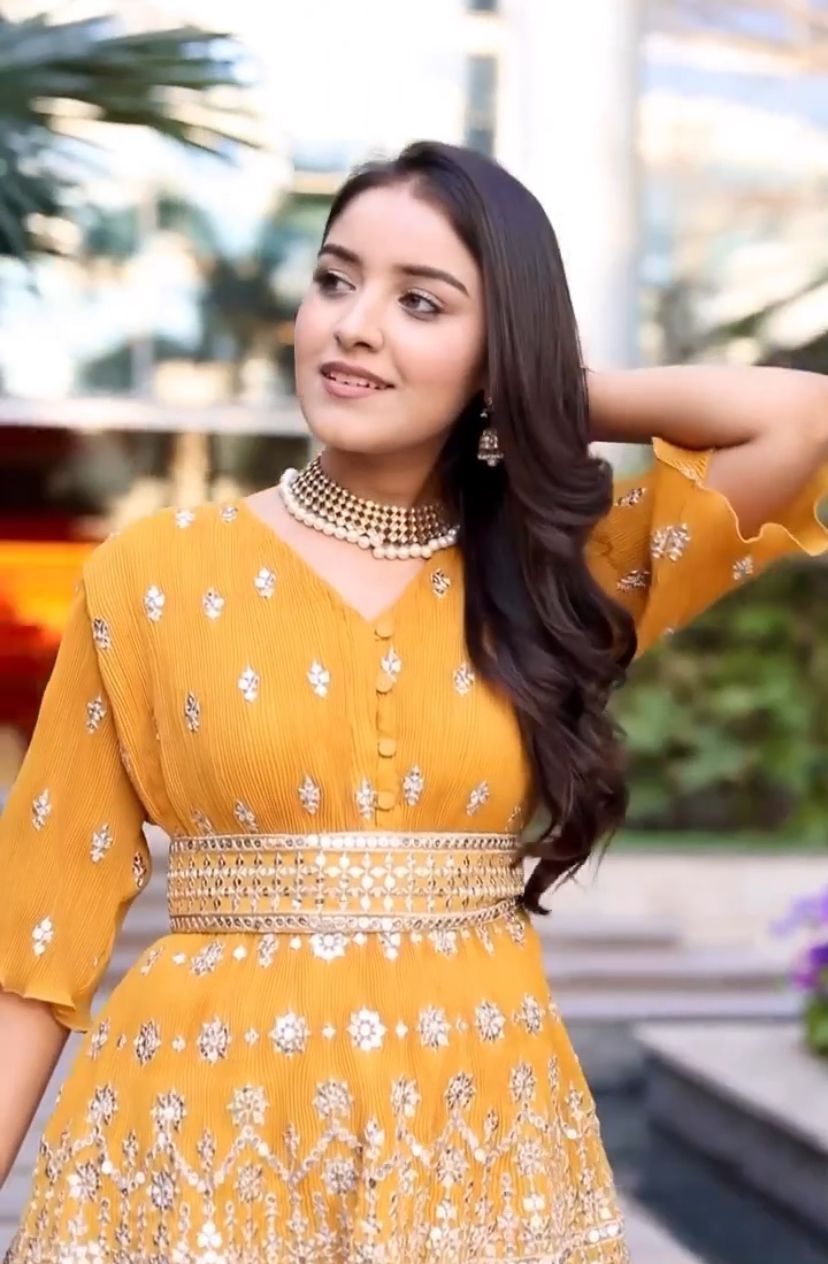 SHIVANI GIRDHAR in our Dainty Mademoiselle Embellished Sharara Set - Ochre